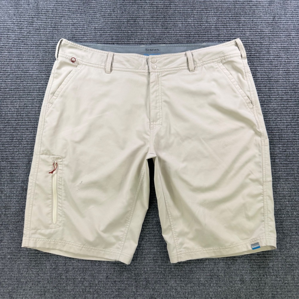 Simms SolarFlex Fishing Short Men 40 Tan Beige Cargo Technical Mesh Outdoor Fish